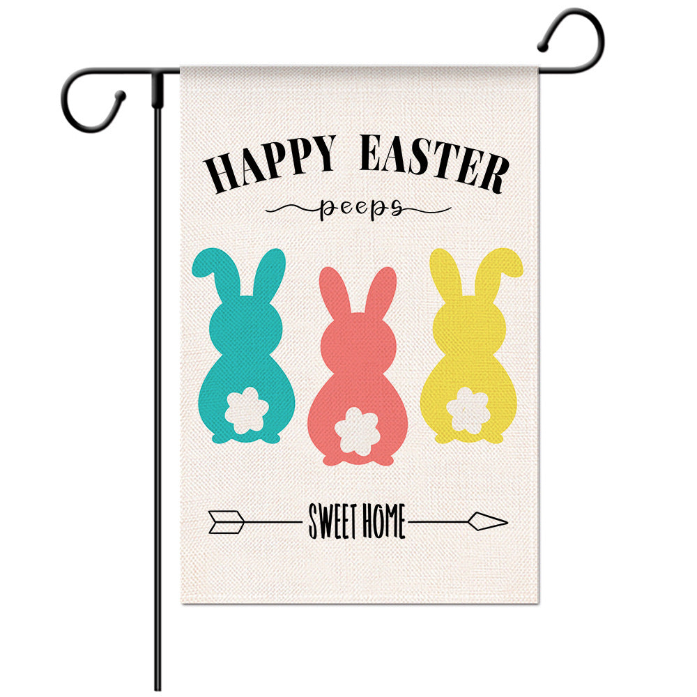 Easter Welcome Flag - Bunny Garden Flag - Yard Flag Designs - Illustration
