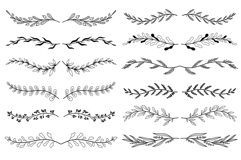 Branche et couronne dessinées à la main, téléchargement gratuit - Illustration Décor PNG/PSD/JPG