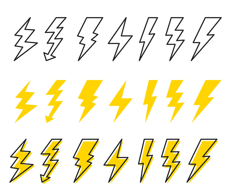 Lightning Elements Power Electrocity Signs - Illustration Logo design Download -  