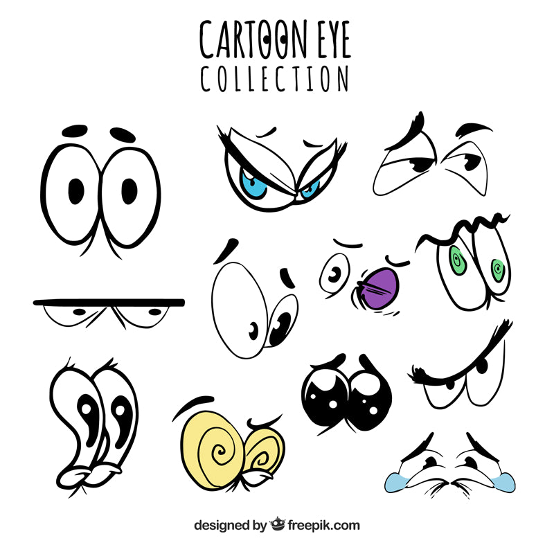 Clips d'yeux de dessin animé à la main - Visage de dessin animé - Globe oculaire de dessin animé - Halloween
