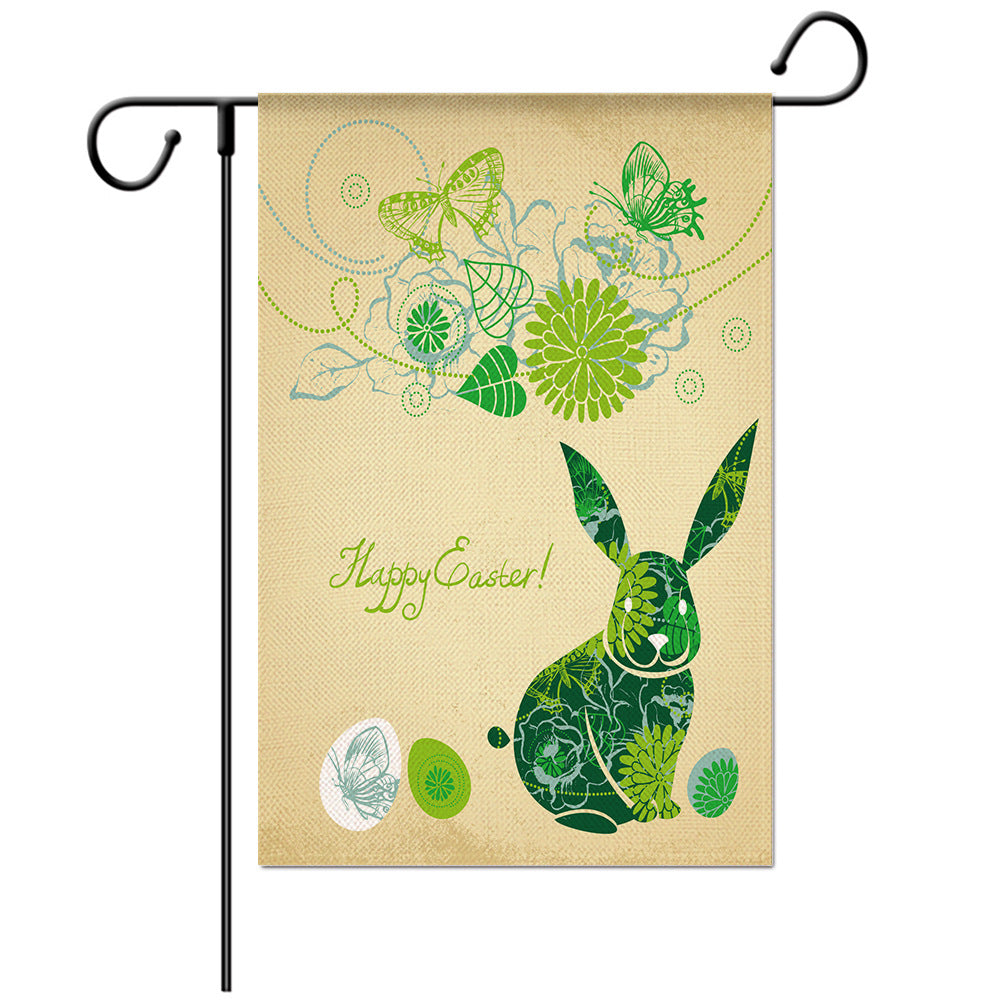 Easter Welcome Flag - Bunny Garden Flag - Yard Flag Designs - Illustration