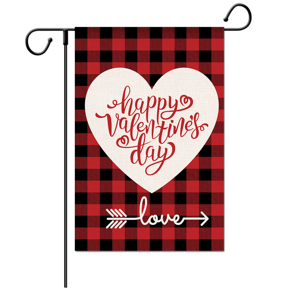 Valentine's Day Welcome Flag -Love Garden Flag - Yard Flag Designs - Illustration