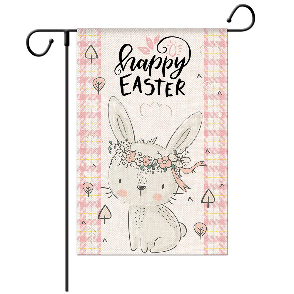 Easter Welcome Flag - Bunny Garden Flag - Yard Flag Designs - Illustration