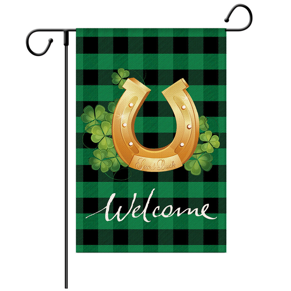 St Patrick's Day Welcome Flag -  Garden Flag - Yard Flag Designs - Illustration