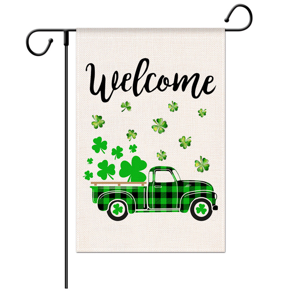 St Patrick's Day Welcome Flag -  Garden Flag - Yard Flag Designs - Illustration