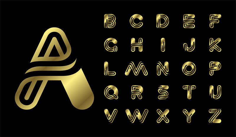 Gold ABC - Golden Font - Alphabet Design