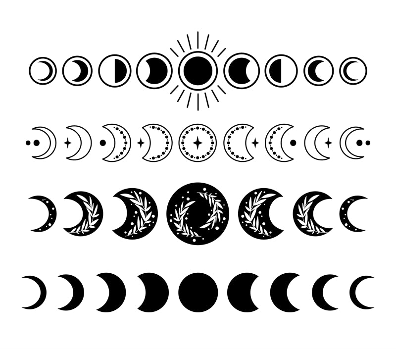 Collection Vintage Moon Set - Icônes - Éléments - Vecteur - Clair de lune