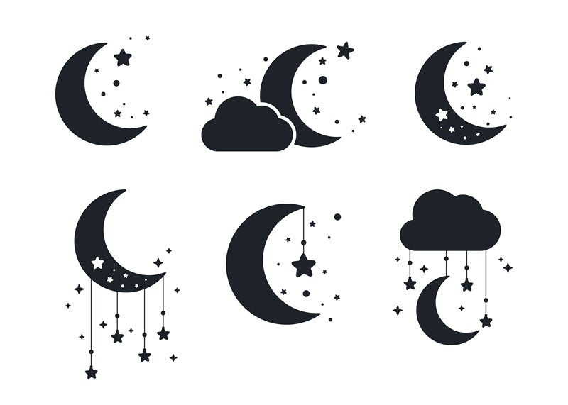 Collection Vintage Moon Set - Icônes - Éléments - Vecteur - Clair de lune