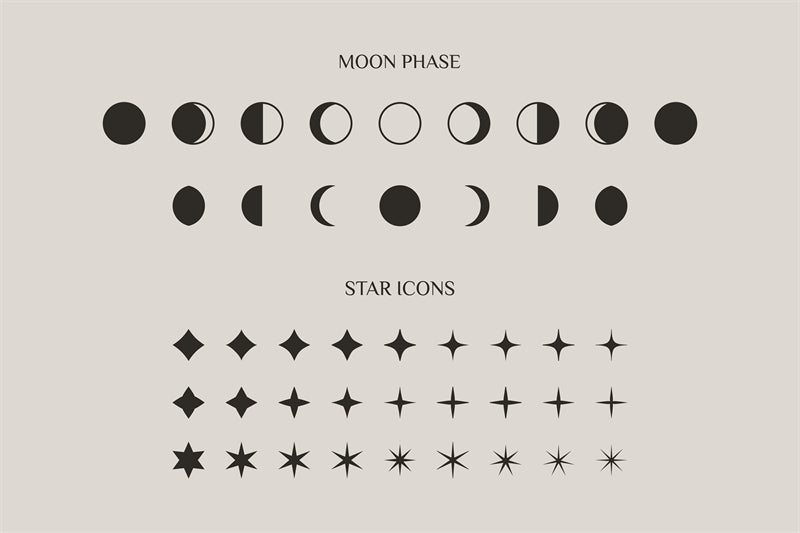 Collection Vintage Moon Set - Icônes - Éléments - Vecteur - Clair de lune