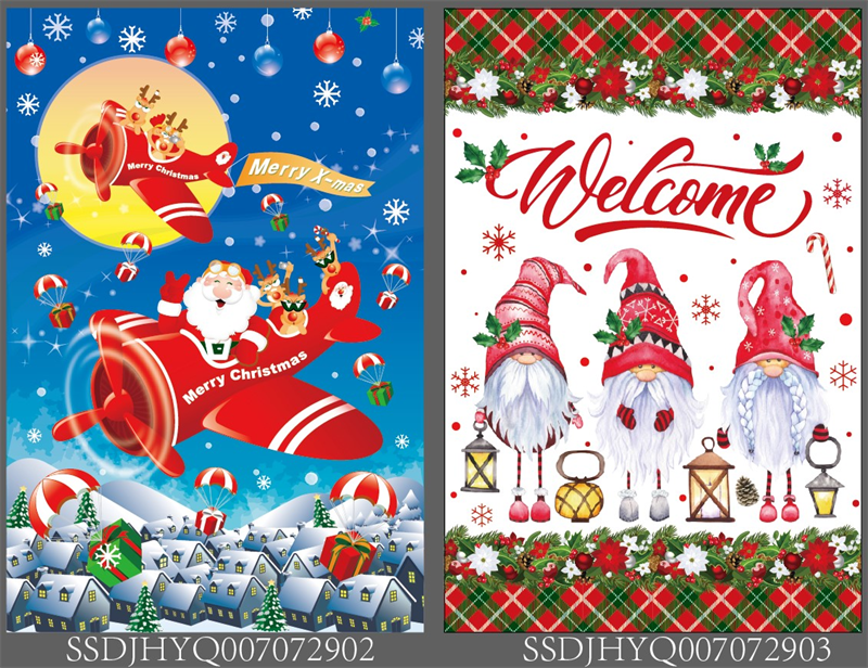 Merry Christmas&Happy New Year Garden Flag Decoration Designs - Yard Flag - Welcome Flag - Illustration For Commercial Use
