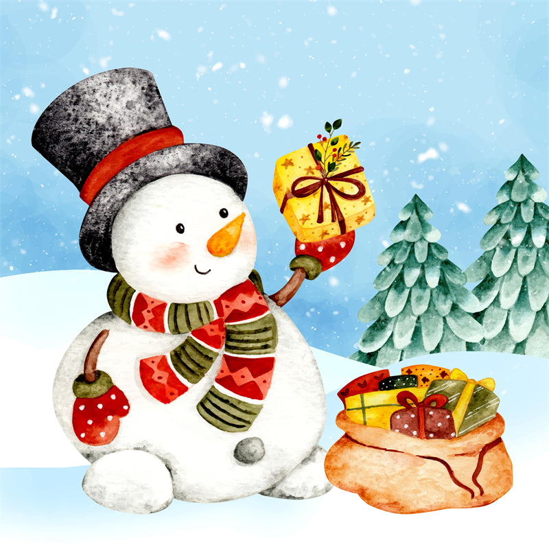 Bonhomme de neige d'hiver, saison de Noël, fond dessiné à la main - Téléchargement gratuit au format PNG/PSD/JPG