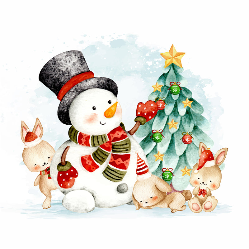 Bonhomme de neige d'hiver, saison de Noël, fond dessiné à la main - Téléchargement gratuit au format PNG/PSD/JPG