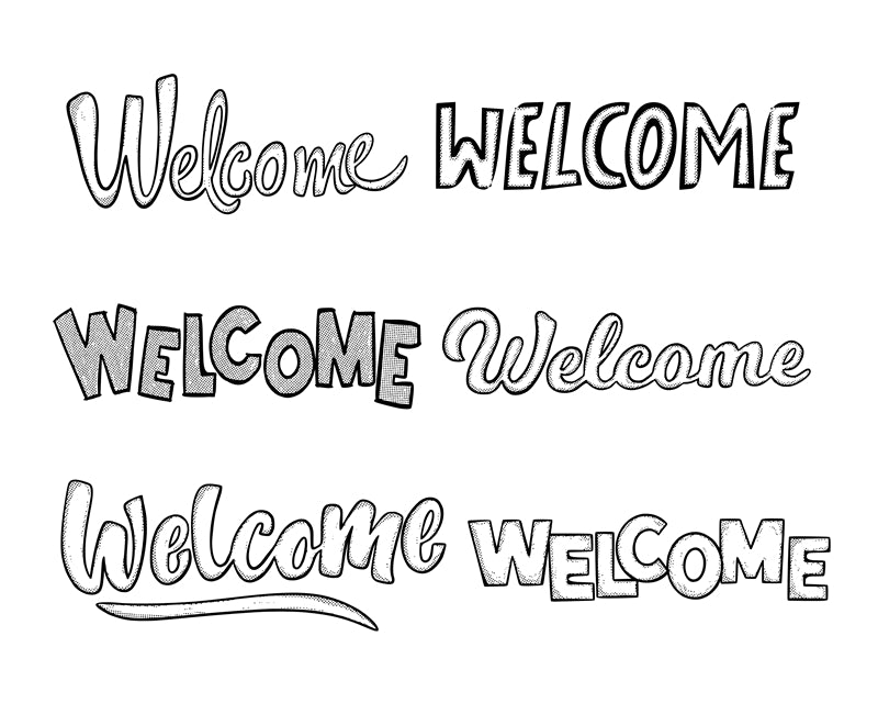 Mot de bienvenue manuscrit à usage commercial - Illustration PSD/SVG/EPS/PNG
