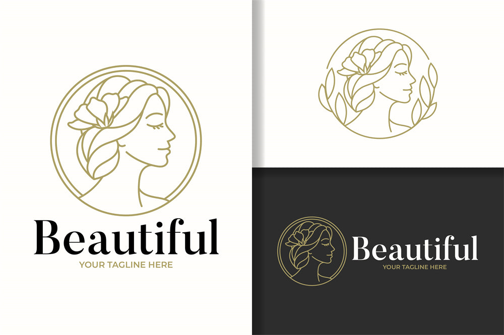 Woman Beauty Spa Organic logo badge design elements mockups