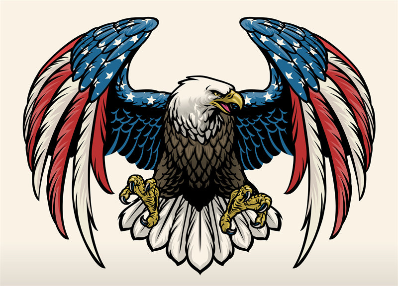 Éléments d'aigle à tête blanche des États-Unis - Illustration - Éléments de drapeau, badge, dessin vectoriel à la main