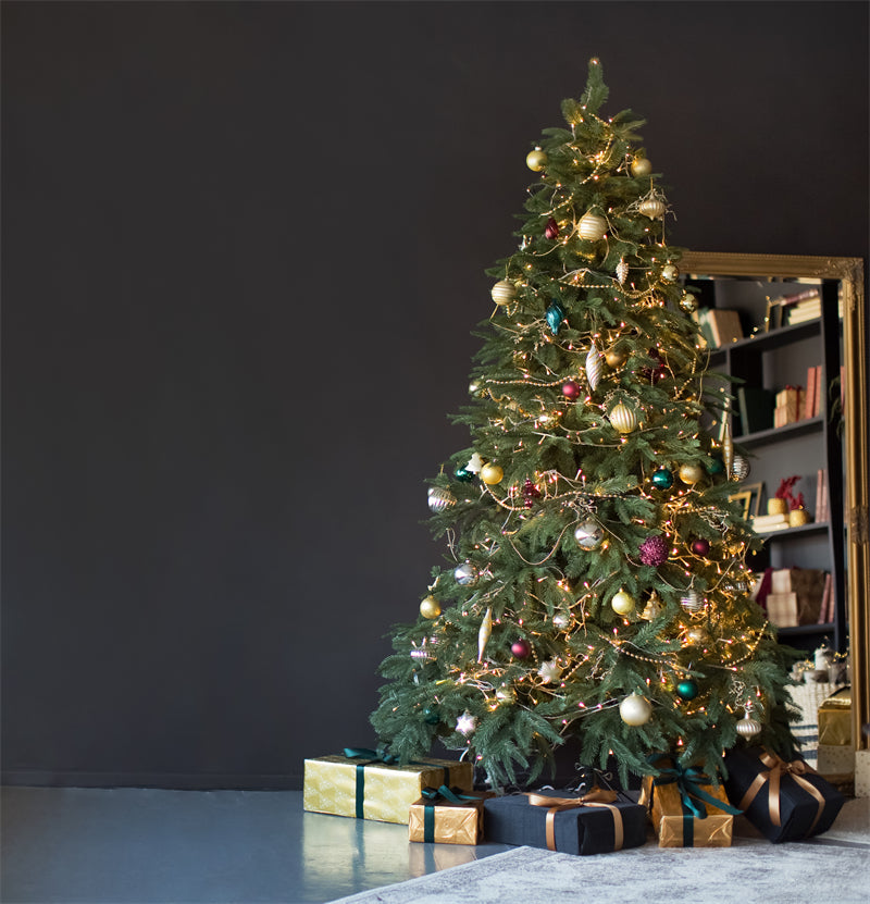 Luxurious Christmas Tree Photo Bakcground - Christmas Presents Decorative  - Png/PSD/JPG/ Free Download
