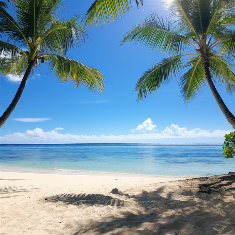 Paysage de bord de mer - Plage des Maldives avec palmiers - Plage tropicale des Caraïbes - Téléchargement gratuit en PNG/PSD/JPG