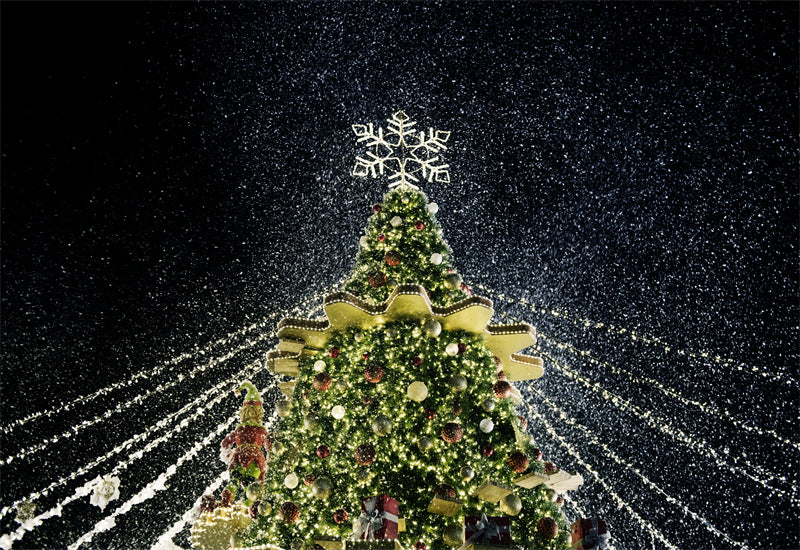 Luxurious Christmas Tree Photo Bakcground - Christmas Presents Decorative  - Png/PSD/JPG/ Free Download