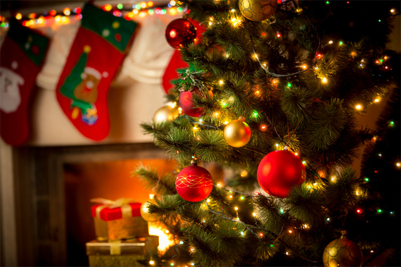 Luxurious Christmas Tree Photo Bakcground - Christmas Presents Decorative  - Png/PSD/JPG/ Free Download