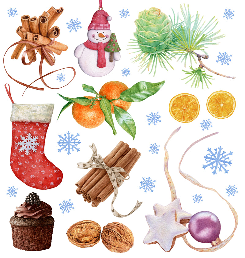 Christmas Decoration Handdraw Elements- winter christmas season -  - Illustration - Png/PSD/JPG/ Free Download