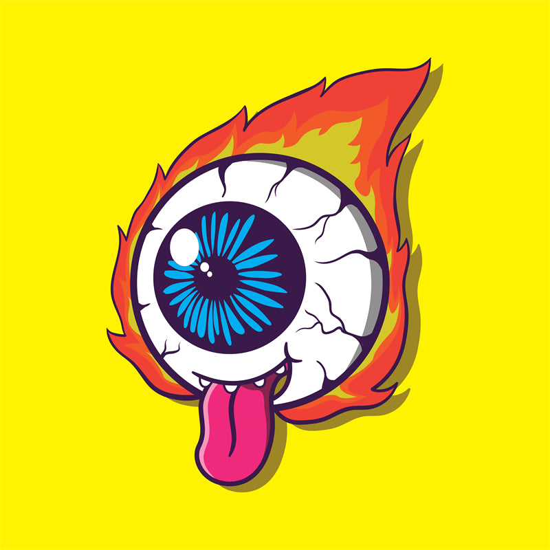 Handdraw Eye Ball Illustration - Vector -Logo Design -Flaming Eyes Balls   