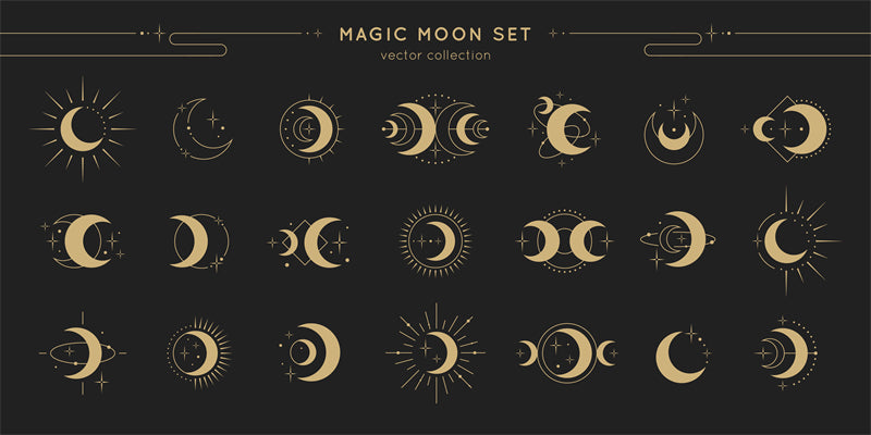 Collection Vintage Moon Set - Icônes - Éléments - Vecteur - Clair de lune