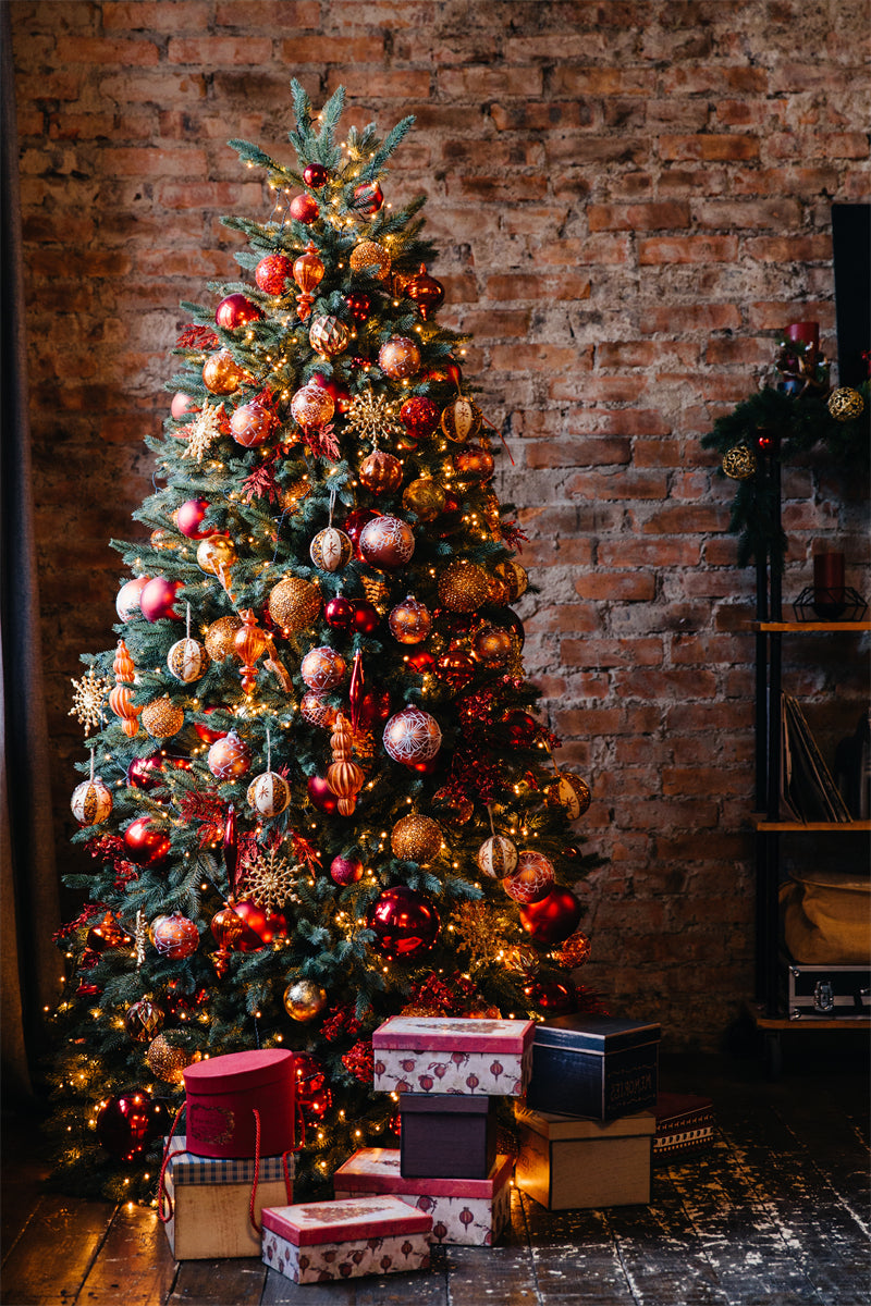 Luxurious Christmas Tree Photo Bakcground - Christmas Presents Decorative  - Png/PSD/JPG/ Free Download