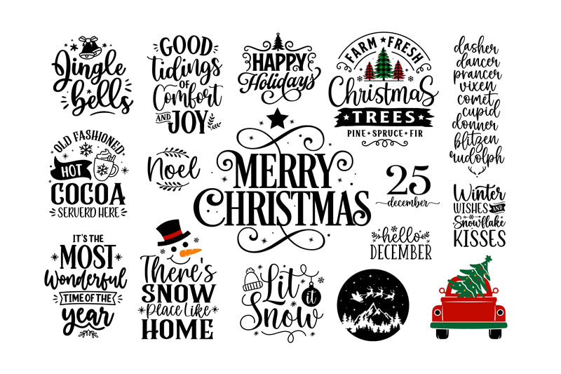 Éléments d'écriture manuscrite « Joyeux Noël » - Vecteur - Illustration - Bonne année - Meilleurs vœux - Holly Jolly - Téléchargement gratuit