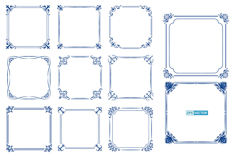 Collection de cadres de luxe, bordures victoriennes vintage, motifs décoratifs à la main - Téléchargement gratuit en format Png/PSD/JPG