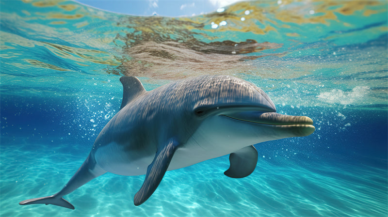 Dauphin sous-marin - Vie en Océanie - Pose de dauphin - Image portrait AI - Spectacle de dauphins - Téléchargement gratuit en PNG/PSD/JPG