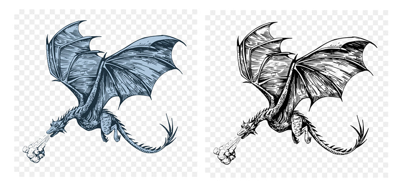 _silhouettes_de_dragons_volants_reptiles_crachant_du_feu_dragons_médiévaux_ailés_mascottes_dragons_effrayants_ensemble_d'illustrations_vectorielles_plates_silhouettes_dragons_fées