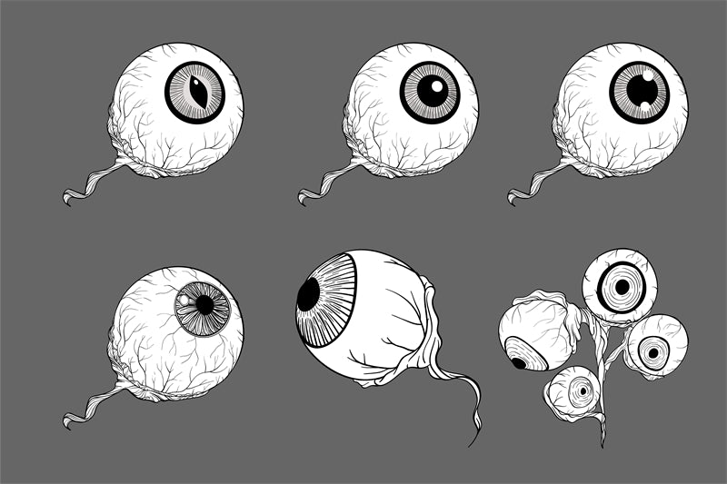 Handdraw Eye Ball Illustration - Vector -Logo Design -Flaming Eyes Balls   