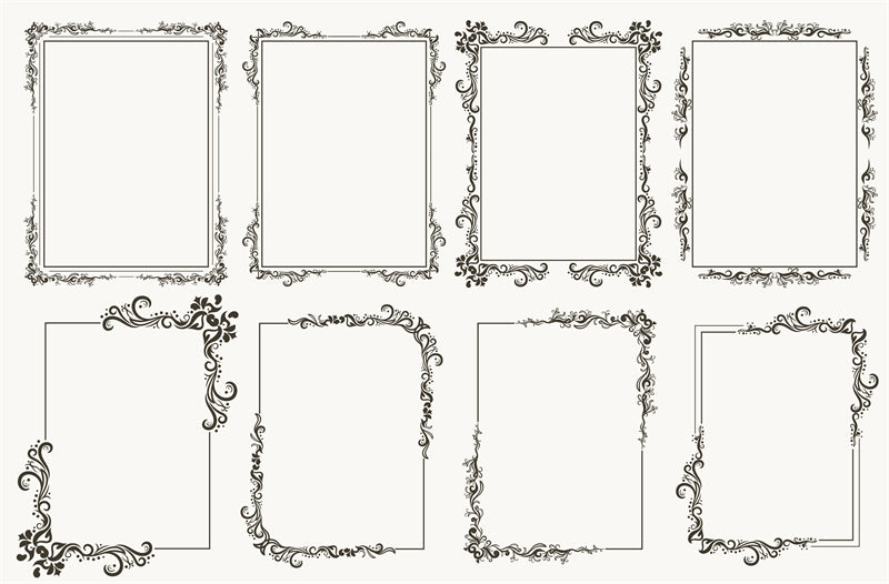 Collection de cadres de luxe, bordures victoriennes vintage, motifs décoratifs à la main - Téléchargement gratuit en format Png/PSD/JPG