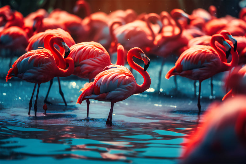 Fond d'écran photo de flamant rose - Paysage animalier avec éléphants - Téléchargement gratuit (PSD/JPG)