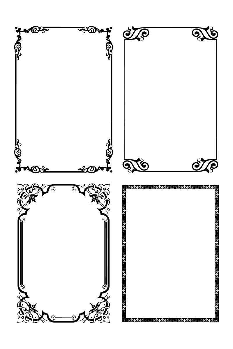 Collection de cadres de luxe, bordures victoriennes vintage, motifs décoratifs à la main - Téléchargement gratuit en format Png/PSD/JPG