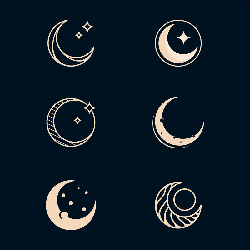 Collection Vintage Moon Set - Icônes - Éléments - Vecteur - Clair de lune