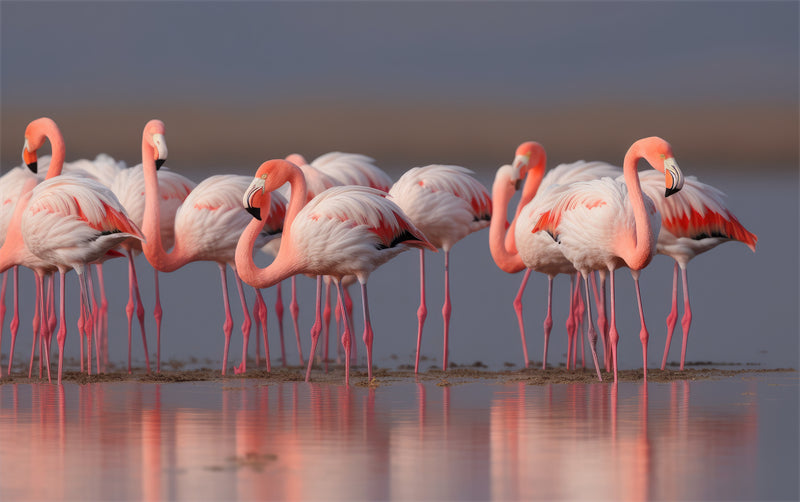 Fond d'écran photo de flamant rose - Paysage animalier avec éléphants - Téléchargement gratuit (PSD/JPG)
