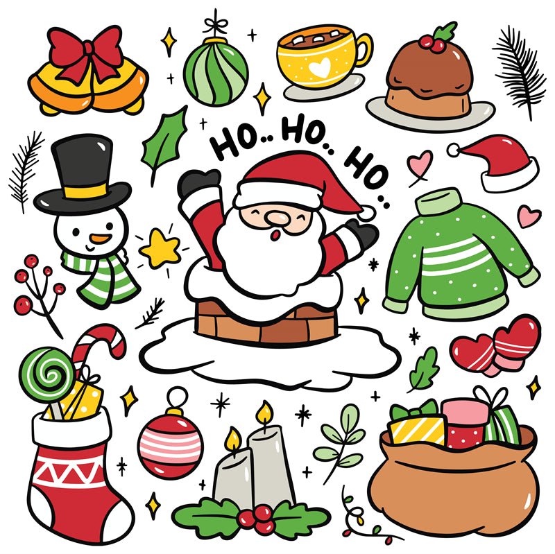 Éléments du Père Noël dessinés à la main - Vecteur - Illustration - Téléchargement gratuit - Dessin animé