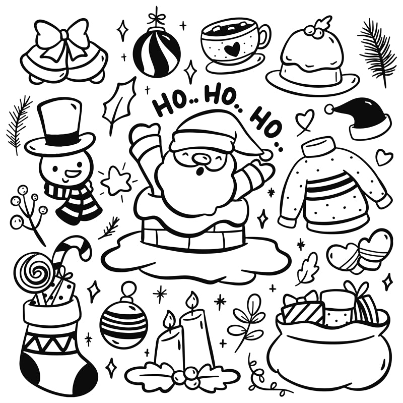 Éléments du Père Noël dessinés à la main - Vecteur - Illustration - Téléchargement gratuit - Dessin animé