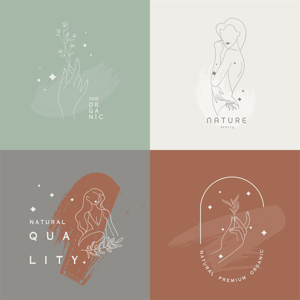 Woman Beauty Spa Organic logo badge design elements mockups