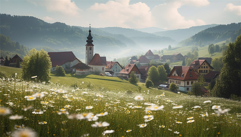 Photo Country Side Landscape - France - Blooming Violet field - valley - Png/PSD/JPG/ Free Download