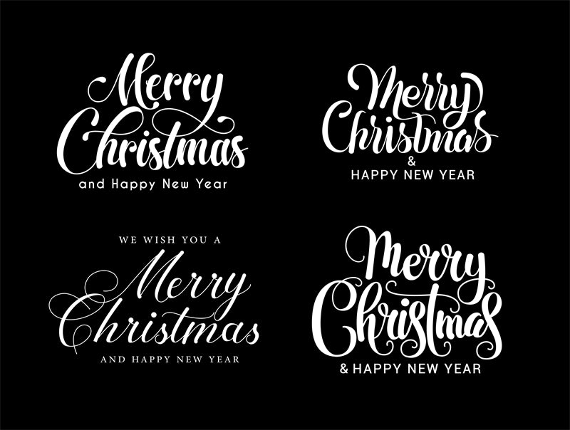 Merry Christmas Handwriting Elements - Vector - Illustration - Happy New yaer - Warm Wishes -Holly Jolly-Free Download