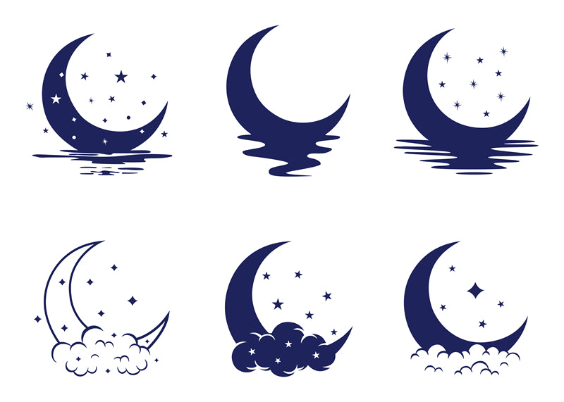 Collection Vintage Moon Set - Icônes - Éléments - Vecteur - Clair de lune