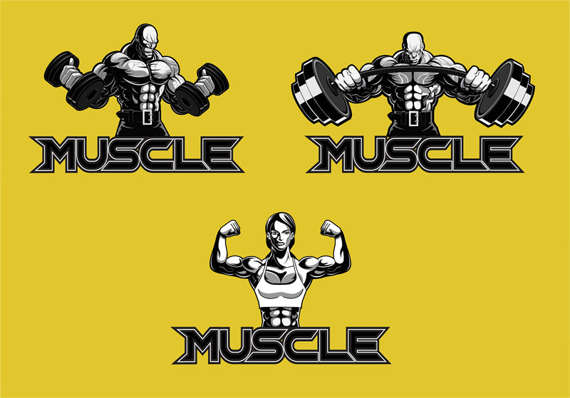 Muscle - GYM CLUB- FITNESS -HEALTHY BODY BUILDING -LOGO IMAGE VECTOR 