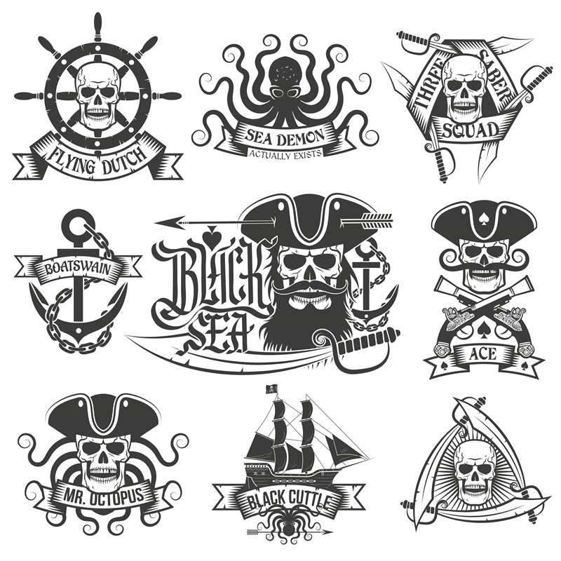 Maquettes de logos de pirates - Bateau viking - Logo vectoriel du fils des vikings