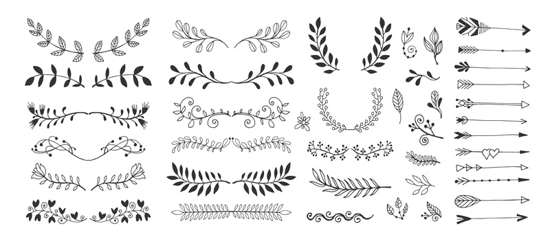 Branch&Wreath Handdraw Vector Free Download - Illustration Décor PNG/PSD/JPG
