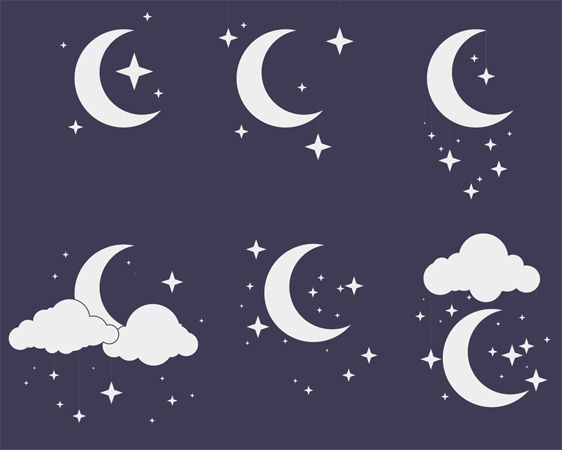 Collection Vintage Moon Set - Icônes - Éléments - Vecteur - Clair de lune