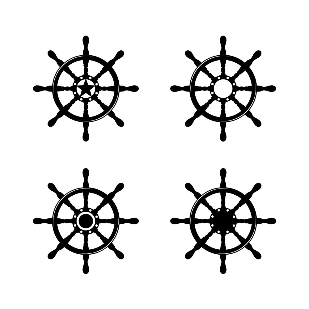Rudder - Sailing -Steel Wheel Elements -Vector-image-jpg-eps- Logo Badge designs