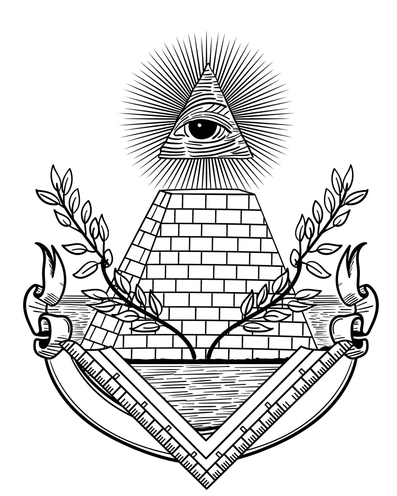 Pyramide des yeux omniscients – L'œil de Dieu – Illustration – Éléments de logo – Vecteur