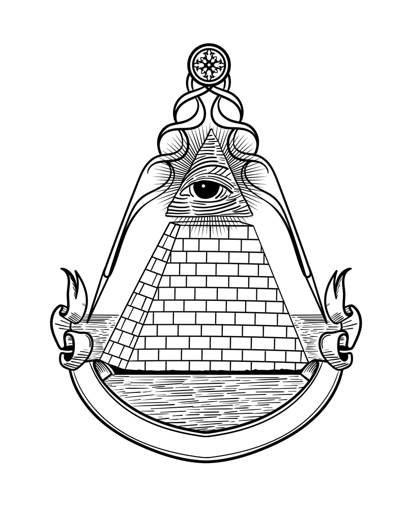Pyramide des yeux omniscients – L'œil de Dieu – Illustration – Éléments de logo – Vecteur